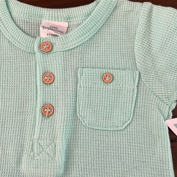 Little Beginnings mint green one piece button opening snap bottom as 6-9 mo new - Picture 5 of 5